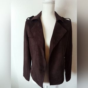 NWT Philosophy Faux suede open Chocolate moto jacket Size S